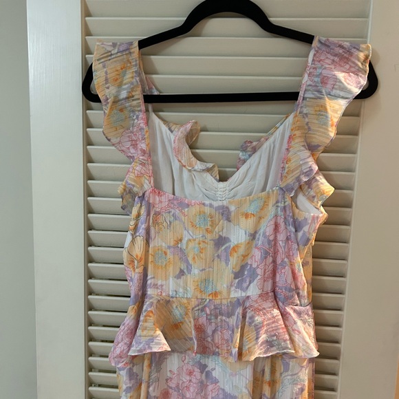 Aqua Multicolor Ruffle Maxi Dress - Picture 4 of 5